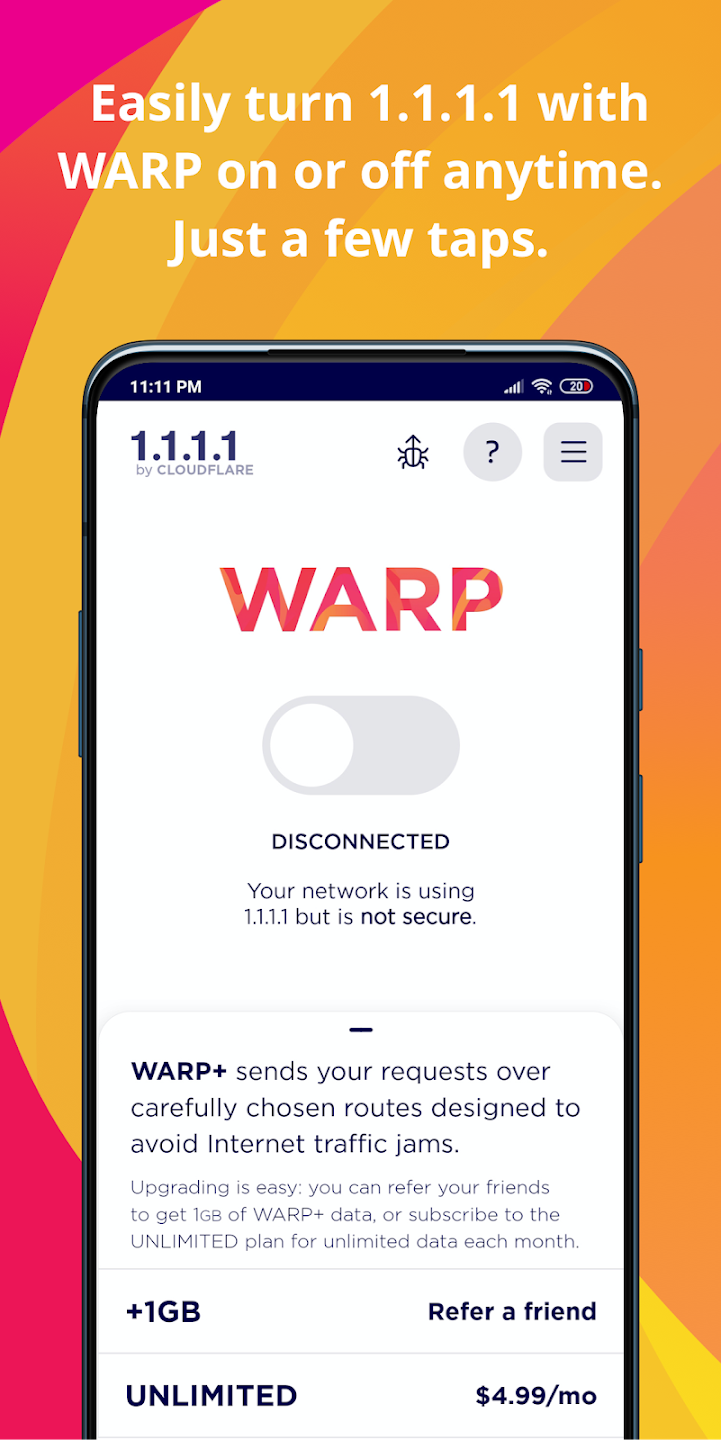 1.1.1.1 + WARP: Safer Internet 1